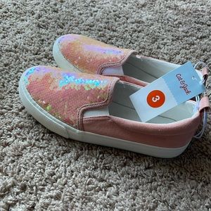 CAT & JACK “Coral/Aliki” Pink Sequin Slip-On Shoes - Size 3